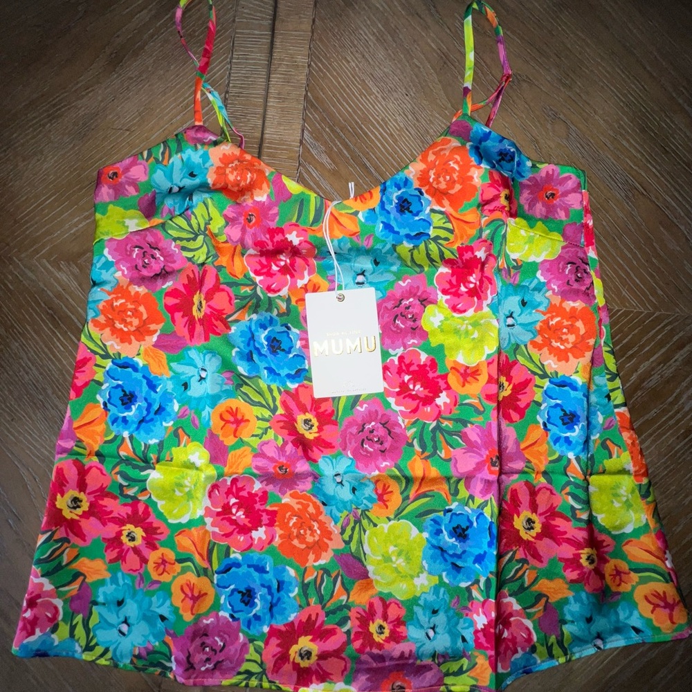 NWT Show Me Your MuMu Spotlight Tank Bright Floral tank 💐 women’s adjustable top